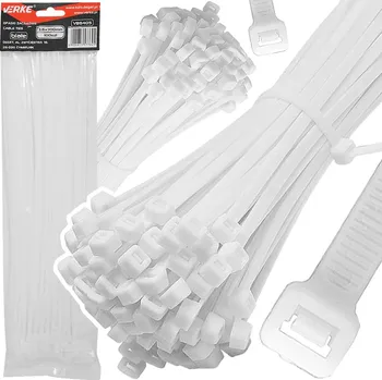 Stahovací páska Stahovací pásky 3,6x300 mm bílé 100 ks, Verke V86405