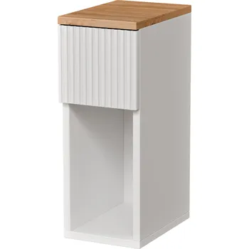 Noční stolek NOČNÍ STOLEK ÚZKÝ DO LOŽNICE NOČNÍ STOLEK 20 CM PŘEDNÍ STRANA RÝHOVANÁ BÍLÁ