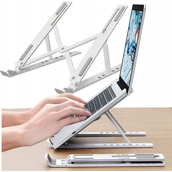 SKLÁDACÍ STOJÁNEK POD TABLET A NOTEBOOK, PEVNÝ A NASTAVITELNÝ, BÍLÝ