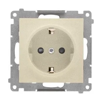 Elektrická zásuvka SIMON 55 ŠAMPAŇSKÁ MATNÁ ZÁSUVKA GN. ZÁSUVKA SCHUKO S KRYTKOU. RYCHLOUPÍNACÍ SVORKY TGSZ1CZ.01/144