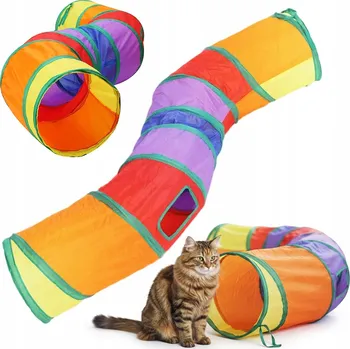 Hračka pro kočku HRAČKA PRO KOČKY KOČIČÍ VELKÝ BAREVNÝ TUNEL SKLÁDACÍ ÚKRYT 120 CM