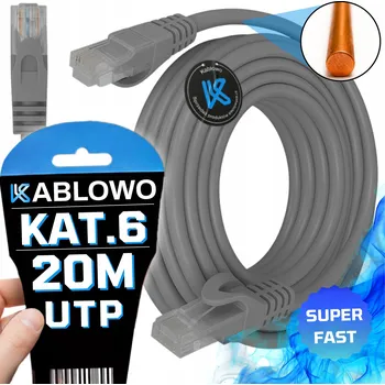 Síťový kabel Patchcord U/UTP Cat6 RJ45 / RJ45 20 m šedý