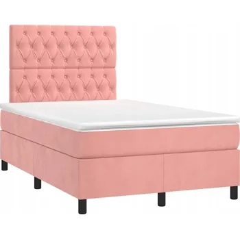 Postel Kontinentální postel růžová 193 x 123 x 118/128 cm s matrací 120 x 190 x 2 cm