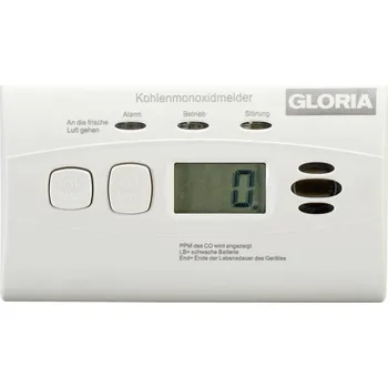 Detektor CO Gloria KO10D, 002518.5110 detektor oxidu uhelnatého vč. baterie s životností 10 let na baterii, detekce oxidu uhelnatého (CO)