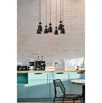 RETRO 7L závěsné svítidlo, černá a měď - FARO