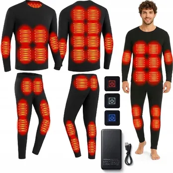 Pánské termoprádlo VYHŘÍVANÉ TERMOAKTIVNÍ PRÁDLO USB MIKINA + KALHOTY 1× POWERBANKA XXL G002