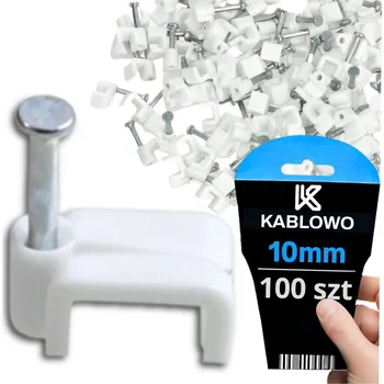 100X KABELOVÁ PŘÍCHYTKA 10MM PRO PLOCHÝ KABEL, UPEVNĚNÍ ZARÁŽECÍ, BÍLÁ