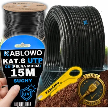 Síťový kabel EXTERNÍ KABEL S KROUCENOU DVOJLINKOU LAN U/UTP KAT.6 CAT 15M LANBERG