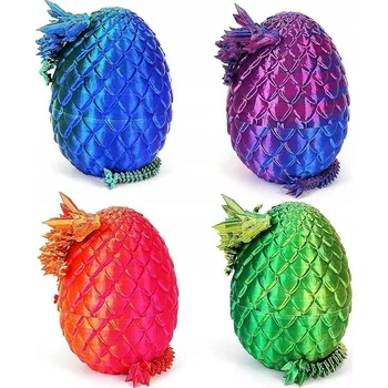 Figurka 4 ks Drak Křišťálový 3D tisk kloubový pohyblivý v sadě VEJCE DÁREK