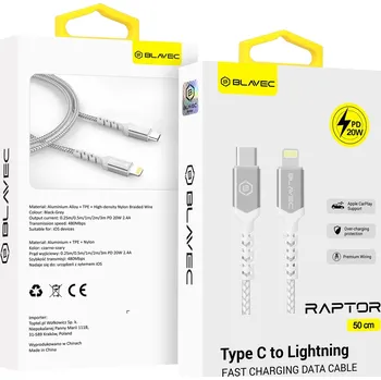 Datový kabel Kabel Blavec USB-C na Apple Lightning 0,5 m bílý