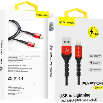 Datový kabel Kabel Blavec USB - Apple Lightning 2 m černý