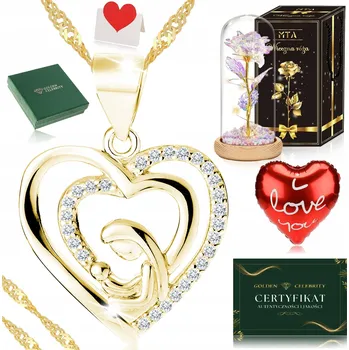 Náhrdelník ZLATÝ NÁHRDELNÍK SE SRDÍČKEM ryzost 925 ŘETÍZEK PŘÍVĚSEK + DÁRKY ZDARMA OD FIRMY