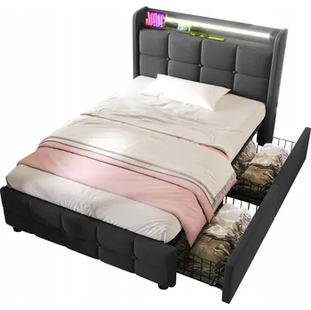 Postel Jednolůžková dřevěná postel Arhatreya 90x200 cm šedá