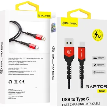 Datový kabel Kabel Blavec USB - USB typ C 0,5 m černý