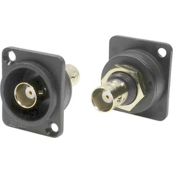 Konektor Konektor BNC, Samice, samec, 50Ω, orientace těla: přímý, Montáž na panel, Šroub