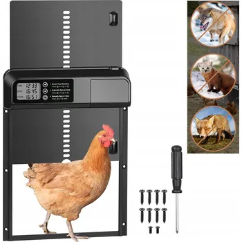 Chov hospodářského zvířete Automatická dvířka do kurníku s časovačem, elektrická klapka, IPX4
