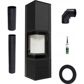 Krbová kamna Volně stojící ocelová kamna KOZA TORA L 8 KAMNA černým skleněným panelem