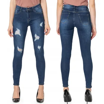 Dámské džíny Džíny Dámské Úzké Nohavice s Vysokým Pasem Strečové S Efektem Opotřebení a Dírami 5248 vel. 36