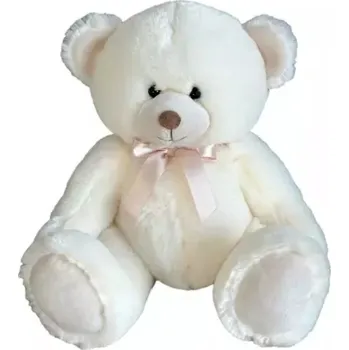 plyšák Plyšová Hračka Medvídek krémový s mašlí DUBI - 30 cm