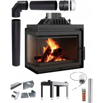 Krbová vložka Rohová krbová vložka KRATKI SIMPLE Výkon 8kW Levá Litinová na dřevo - SADA