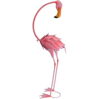 Zahradní úložný box Zahradní kovová figurka Flamingo, 70 cm, růžová