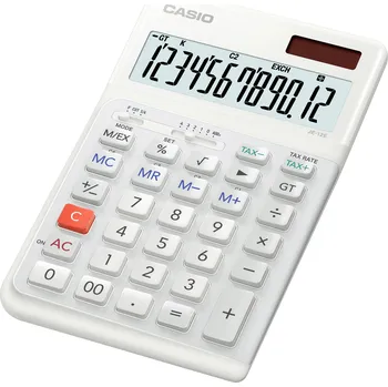 Kalkulačka Casio JE-12E-WE stolní kalkulačka, displej (počet míst) 12, na baterii, solární napájení, bílá