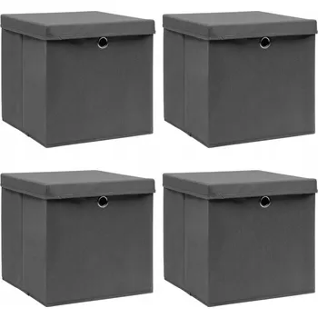 Úložný box Krabice s víkem – odstíny šedé a stříbrné