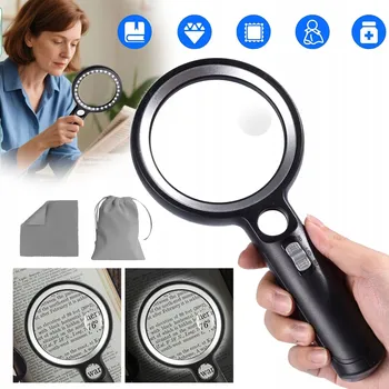 Lupa Lupa černá 10x 20x 45x s LED podsvícením