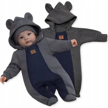 Kojenecký overall OVERAL PRO NOVOROZENCE VELIKOST 56 SE DVĚMA ZIPY, DVOUVRSTVÝ, PŘECHODNÝ ANTRACIT TMAVĚ MODRÁ