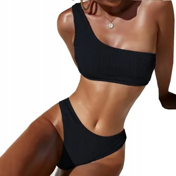 Dámské plavky DVOUDÍLNÉ PLAVKY BIKINI NA JEDNO RAMENO ŘASENÉ SEXY M