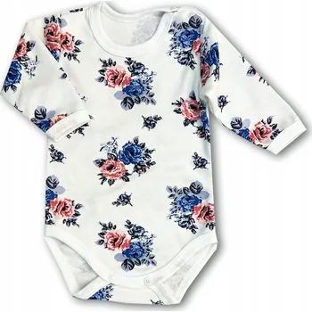 Kojenecký body BODY pro holčičku, velikost 116, dlouhý rukáv, bavlna 100%, s motivem RŮŽÍ