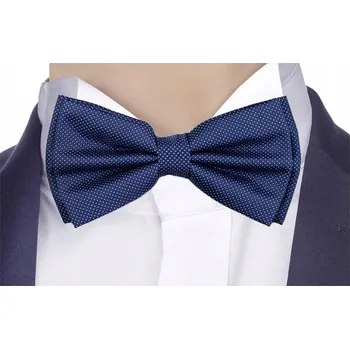 Motýlek KLASICKÁ TMAVĚ MODRÁ + KRABIČKA Motýlek 12x6cm Puntíky Motýlek ke Košili mz15C