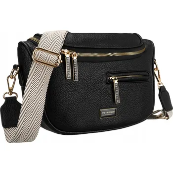 Kabelka Ledvinka Peterson černá z ekologické kůže, 4 kapsy, 130 cm