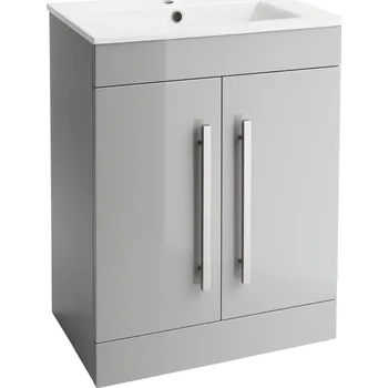 Koupelnový nábytek Skříňka pod umyvadlo stojící 60 cm šedý lesk AVON