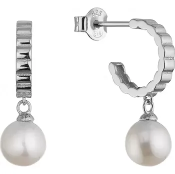 Náušnice Stříbrné náušnice kruhy se zavěšenou říční perlou 21129.1