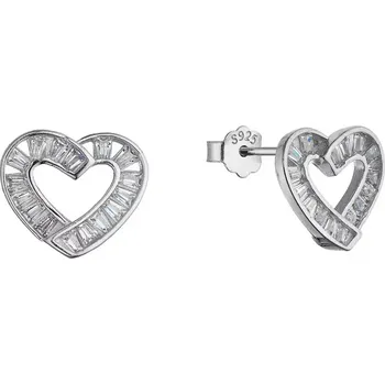 Náušnice Stříbrné náušnice srdíčka se zirkony 11749.1