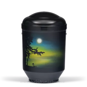 Smuteční dekorace Ocelová urna motiv stmívání airbrush