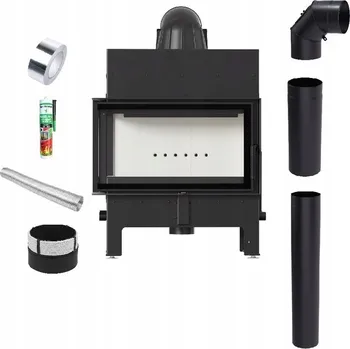 Krbová vložka Krbová vložka KRATKI FLOKI M Levá 10 kW, průměr kouřovodu 200 mm, rohový, na dřevo, EKOPROJEKT