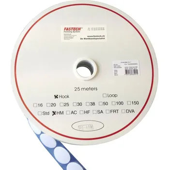 Zip FASTECH® kulatý suchý zip, zalepení hotmelt , háčková část, (Ø) 35 mm, bílá, 5 m