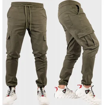 Pánské kalhoty Pánské kalhoty JOGGERY kapsáče OLIVOVÉ LORESTO vel.33