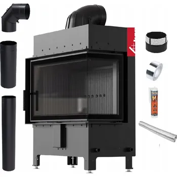 Krbová vložka KRBOVÁ VLOŽKA LUCY 14 kW PRAVÁ ČERNÁ OCELOVÁ EKODESIGN SADA
