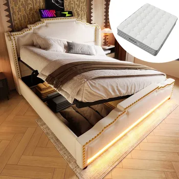 Postel Jednolůžková dřevěná postel Arhatreya 160x200, béžové odstíny