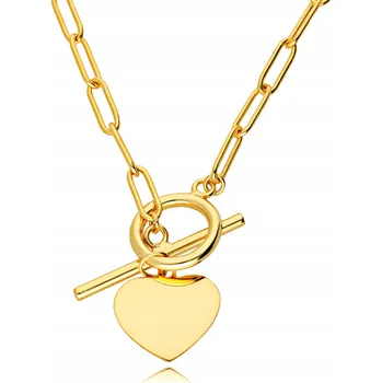 Náhrdelník Zlatý Řetízek 925/585 Srdce Hrubý Řetěz Sponky Srdce Průvlek kolečko