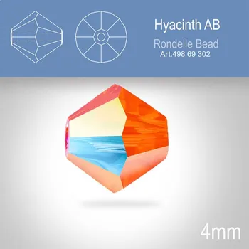 PRECIOSA Bicone MC BEAD (sluníčko) velikost 4mm. Barva HYACINTH Aurore Boreale. Balení 30ks .