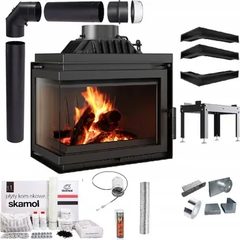 Krbová vložka Krbová vložka litinová rohový SIMPLE 8 kW LEVÝ EKO SADA TRUBKY VZDUCHOVODY DESKY