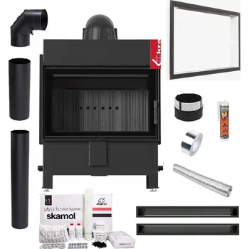 Krbová vložka KRBOVÁ VLOŽKA LUCY 14 kW ČERNÁ OCELOVÁ EKODESIGN SADA