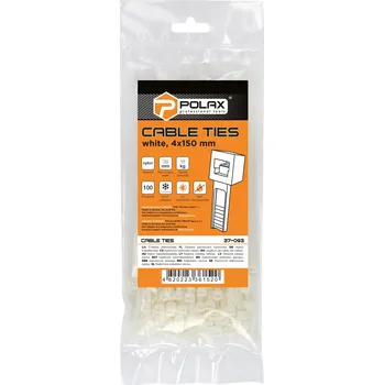 Stahovací páska Stahovací páska nylonová bílá 4 x 150 mm, 100 ks Polax
