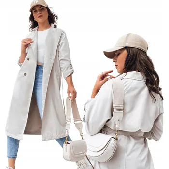 Dámské oblečení DStreet dámský kabát šedý trenčkot bez kapuce TY4338 velikost XL