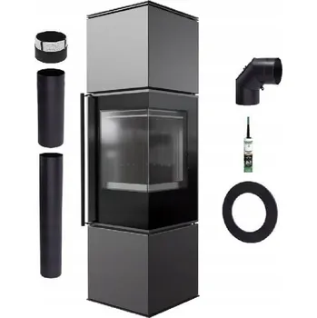 Krbová kamna VOLNĚ STOJÍCÍ OCELOVÝ ROHOVÝ KAMNA REN M PRAVÝ, ČERNÁ SADA