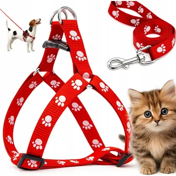 Vodítko pro psa SADA POSTROJE + VODÍTKO PRO KOČKY PSA YORKA KRÁLÍKA LEHKÉ VODÍTKO OBOJEK 120 CM